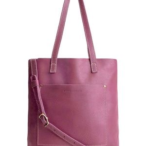 Portland Leather Goods Large Crossbody Tote in Mulberry